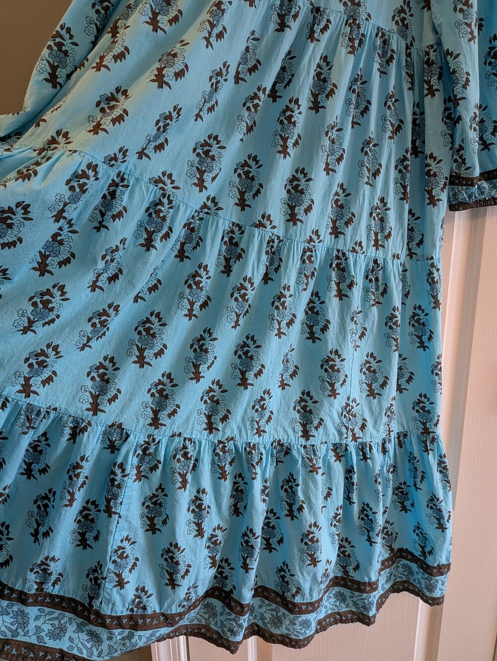 Tuckernuck Tropical Turquoise Bouquet Salty Paloma Caftan Midi Dress Size L - Picture 14 of 16